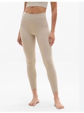 ATHLETA Transcend High Rise Contrast Stitch 7/8 Legging Ecru White Size Medium